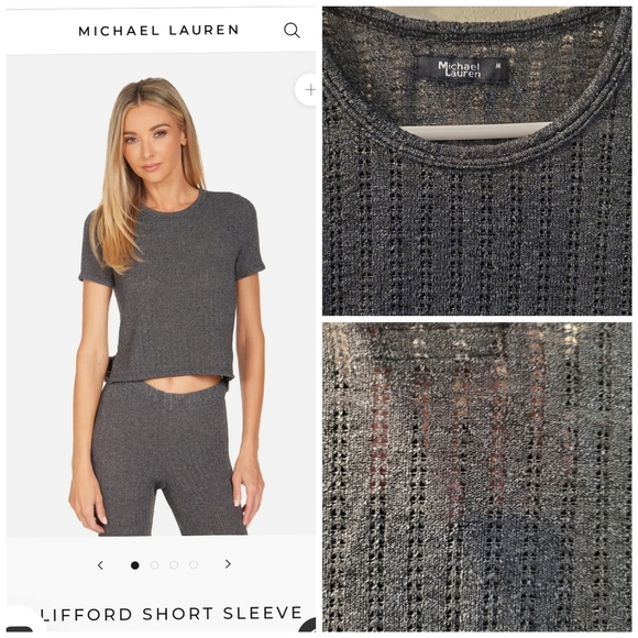 Michael Lauren Clifford Short Sleeve hi/lo Crop top - Picture 1 of 12